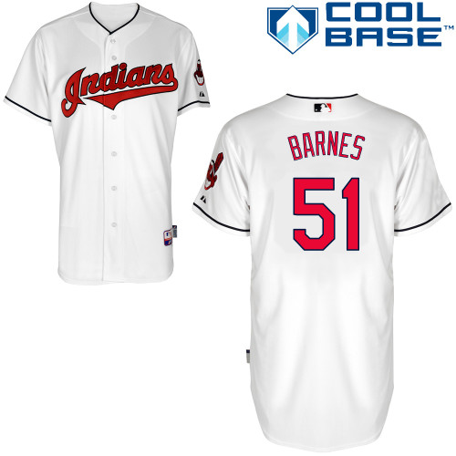 Scott Barnes #51 MLB Jersey-Cleveland Indians Men's Authentic Home White Cool Base Baseball Jersey
